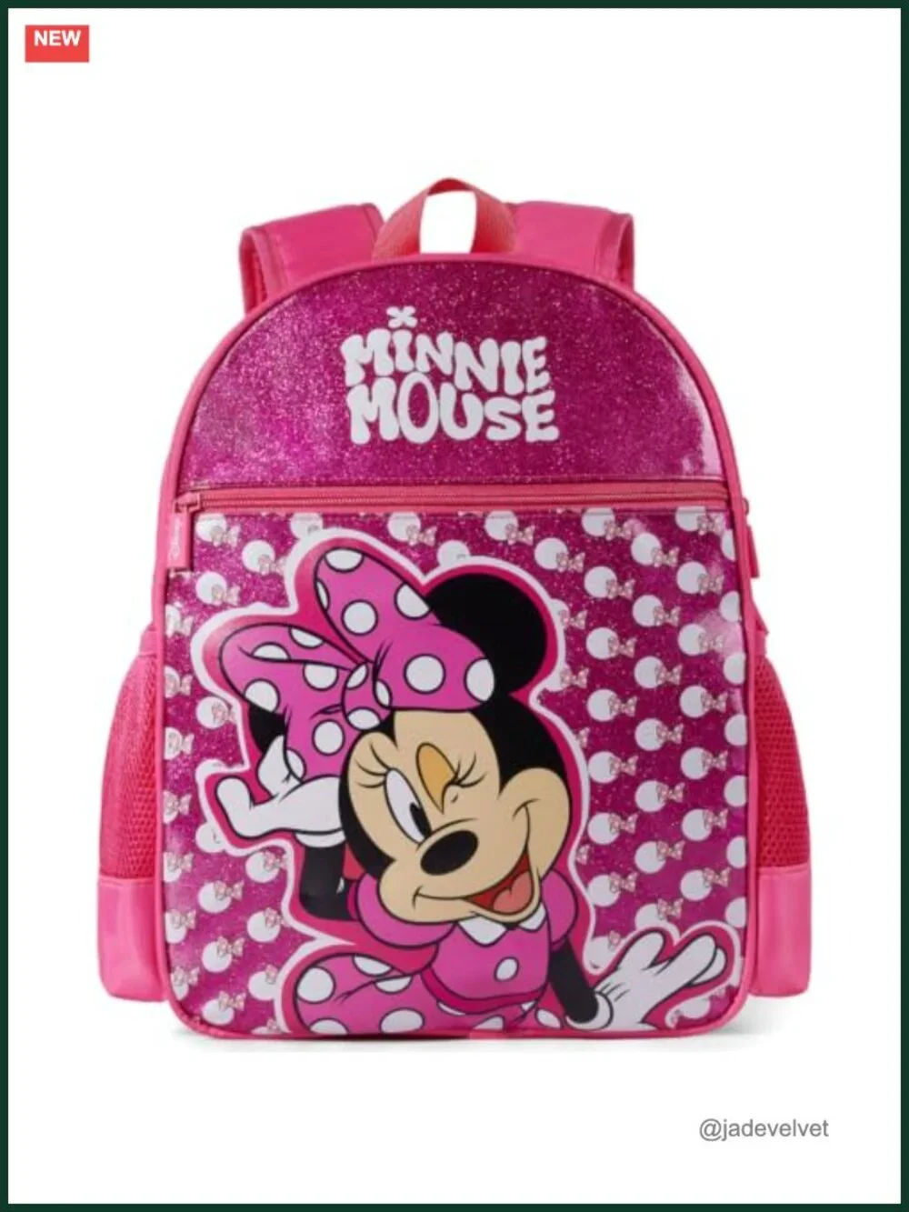 Minnie Mouse Girls Backpack, 12L, Glitter, Water-Stain-Tear-Resistant,